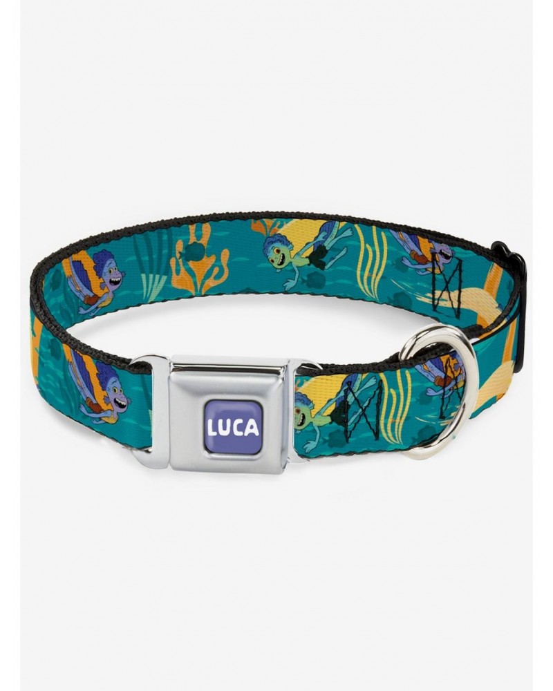 Luca and Alberto Sea Monsters Swimming Seatbelt Dog Collar $10.99 Pet Collars