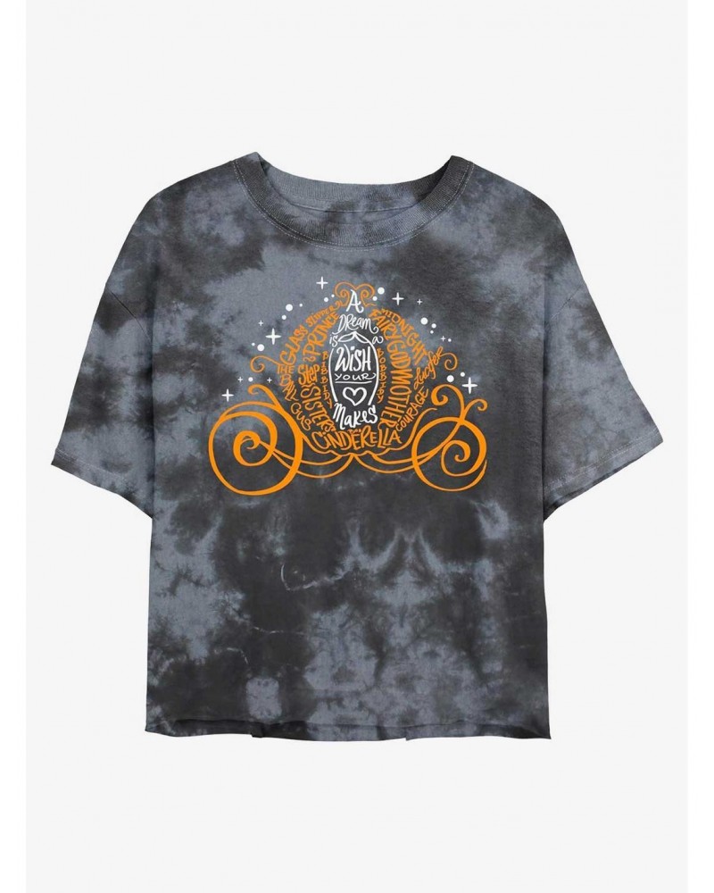 Disney Cinderella Pumpkin Carriage Tie-Dye Girls Crop T-Shirt $12.43 T-Shirts