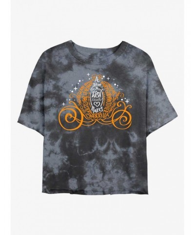 Disney Cinderella Pumpkin Carriage Tie-Dye Girls Crop T-Shirt $12.43 T-Shirts