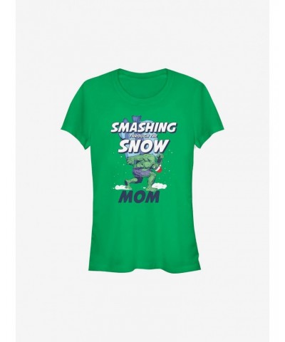 Marvel Hulk Smashing Through The Snow Mom Holiday Girls T-Shirt $9.16 T-Shirts