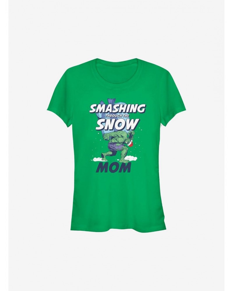 Marvel Hulk Smashing Through The Snow Mom Holiday Girls T-Shirt $9.16 T-Shirts