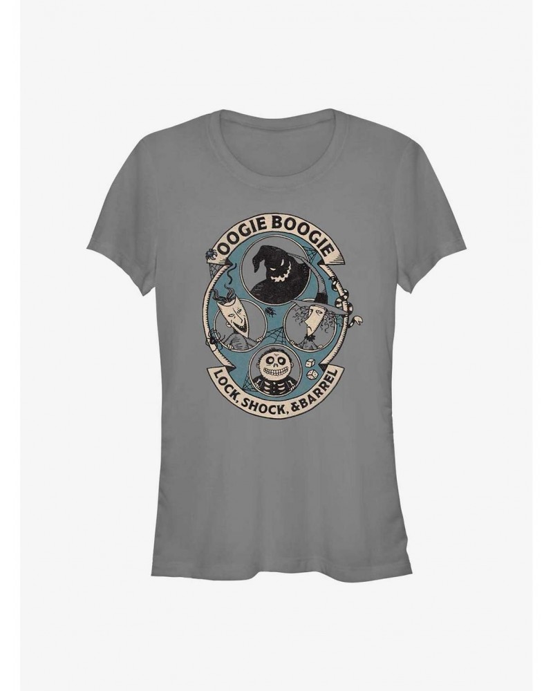 Disney The Nightmare Before Christmas Oogie Boogie and Lock, Shock, & Barrel Girls T-Shirt $8.76 T-Shirts