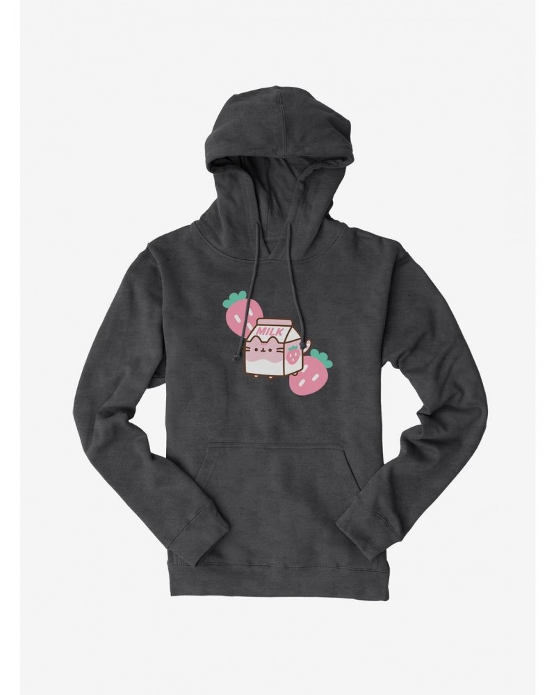 Pusheen Sips Strawberry Milk Hoodie $17.60 Hoodies