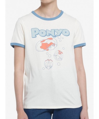 Studio Ghibli Ponyo Vintage Girls Ringer T-Shirt $9.36 T-Shirts