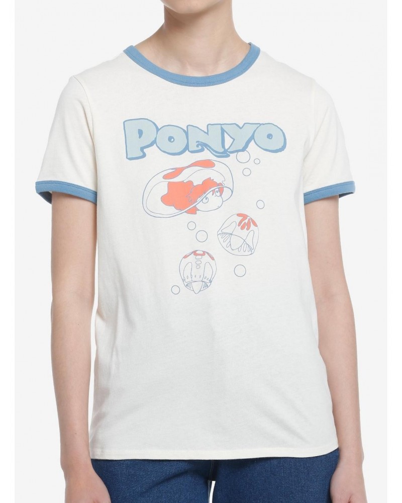 Studio Ghibli Ponyo Vintage Girls Ringer T-Shirt $9.36 T-Shirts