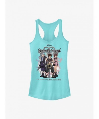 Disney Kingdom Hearts Sora Japanese Text Group Girls Tank $7.97 Tanks