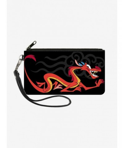 Disney Mulan Mushu Dragon Pose Fire Icon Wallet Canvas Zip Clutch $6.05 Clutches