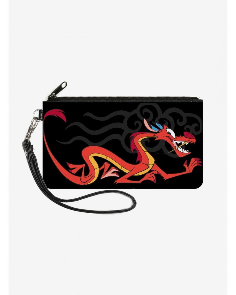 Disney Mulan Mushu Dragon Pose Fire Icon Wallet Canvas Zip Clutch $6.05 Clutches