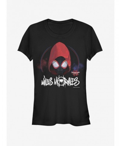 Marvel Spider-Man Spider-Verse Hooded Miles Womens T-Shirt $7.44 T-Shirts