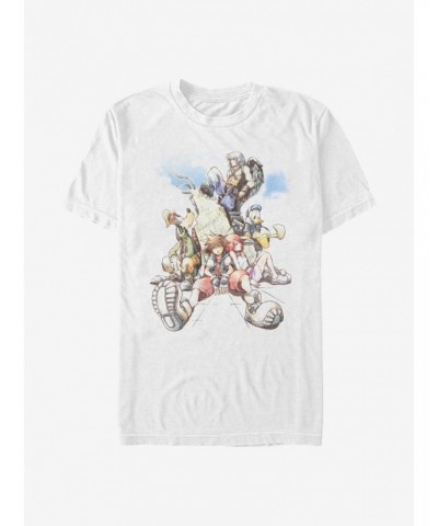 Disney Kingdom Hearts Group In The Clouds T-Shirt $7.84 T-Shirts