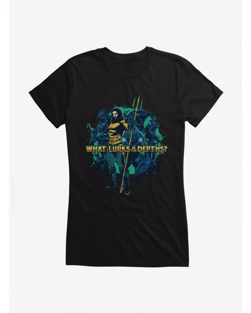 DC Comics Aquaman What Lurks In The Depths Girls T-Shirt $6.97 T-Shirts