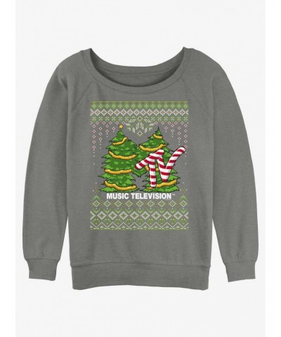 MTV Tree Ugly Christmas Girls Slouchy Sweatshirt $12.99 Sweatshirts