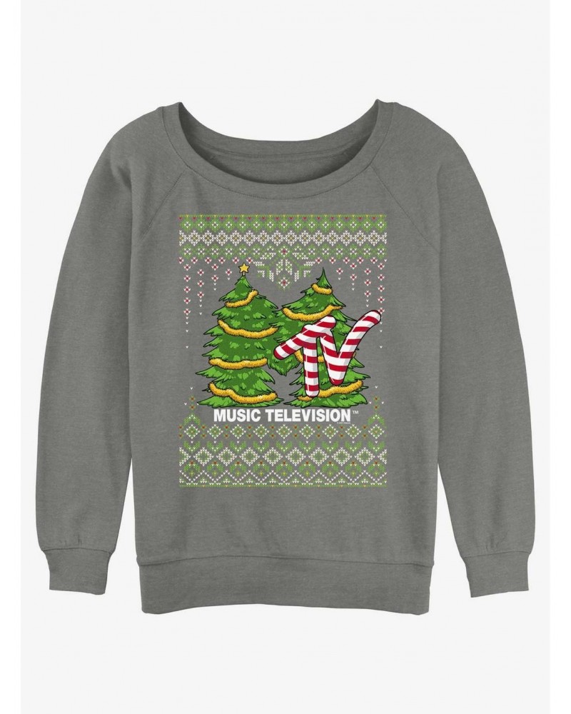 MTV Tree Ugly Christmas Girls Slouchy Sweatshirt $12.99 Sweatshirts