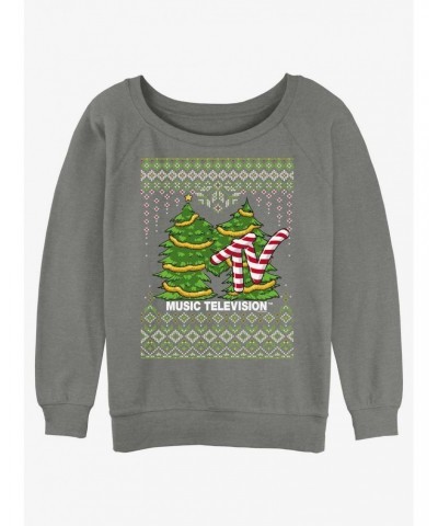 MTV Tree Ugly Christmas Girls Slouchy Sweatshirt $12.99 Sweatshirts