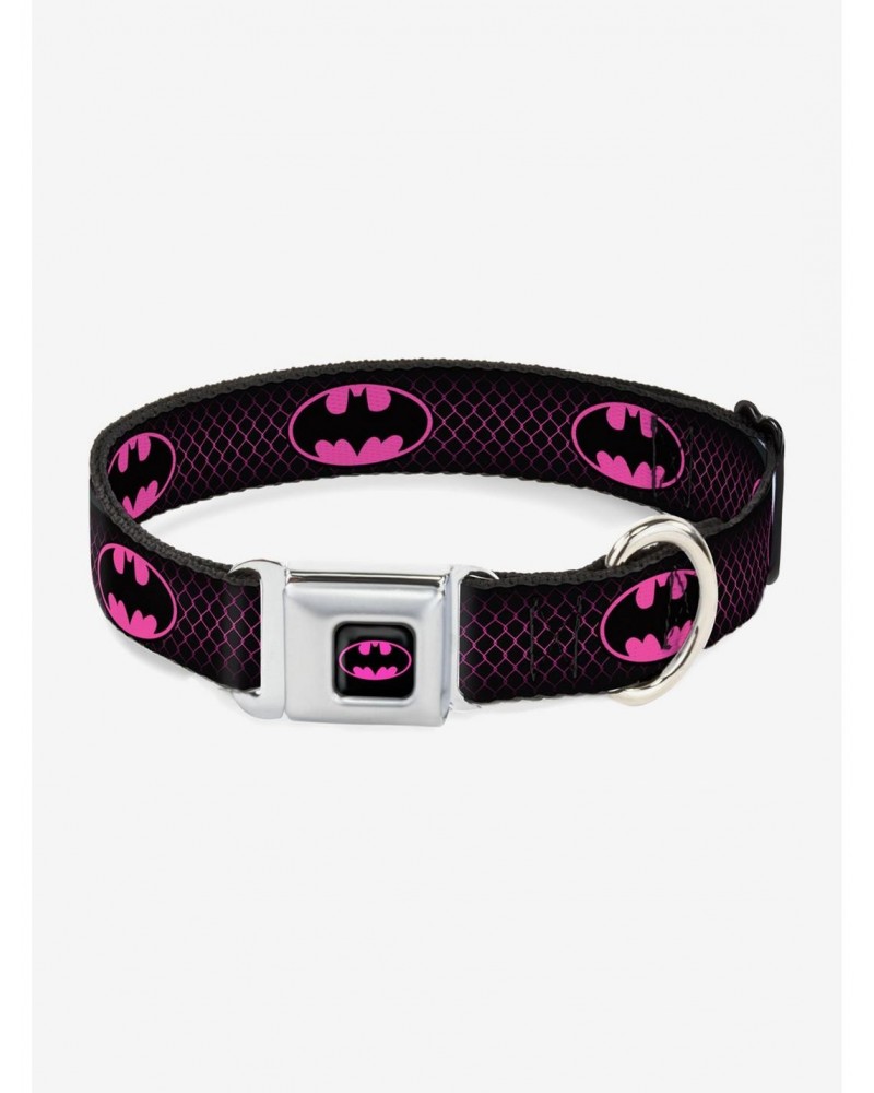 DC Comics Justice League Batman Shield Chainlink Seatbelt Buckle Pet Collar $8.22 Pet Collars