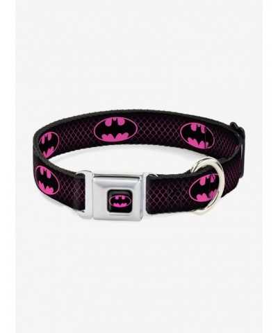 DC Comics Justice League Batman Shield Chainlink Seatbelt Buckle Pet Collar $8.22 Pet Collars