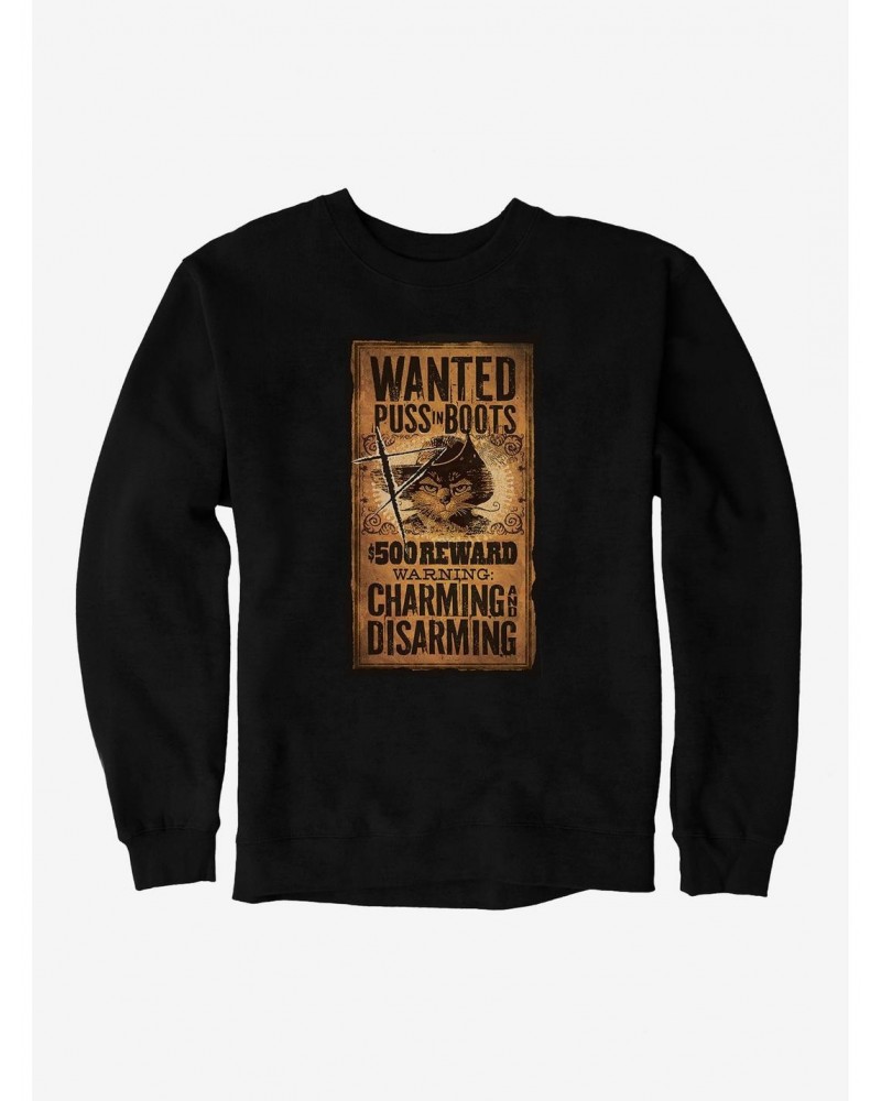 Puss In Boots Scratched Wanted Poster Sweatshirt $12.40 Sweatshirts