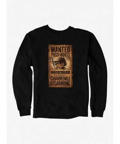 Puss In Boots Scratched Wanted Poster Sweatshirt $12.40 Sweatshirts