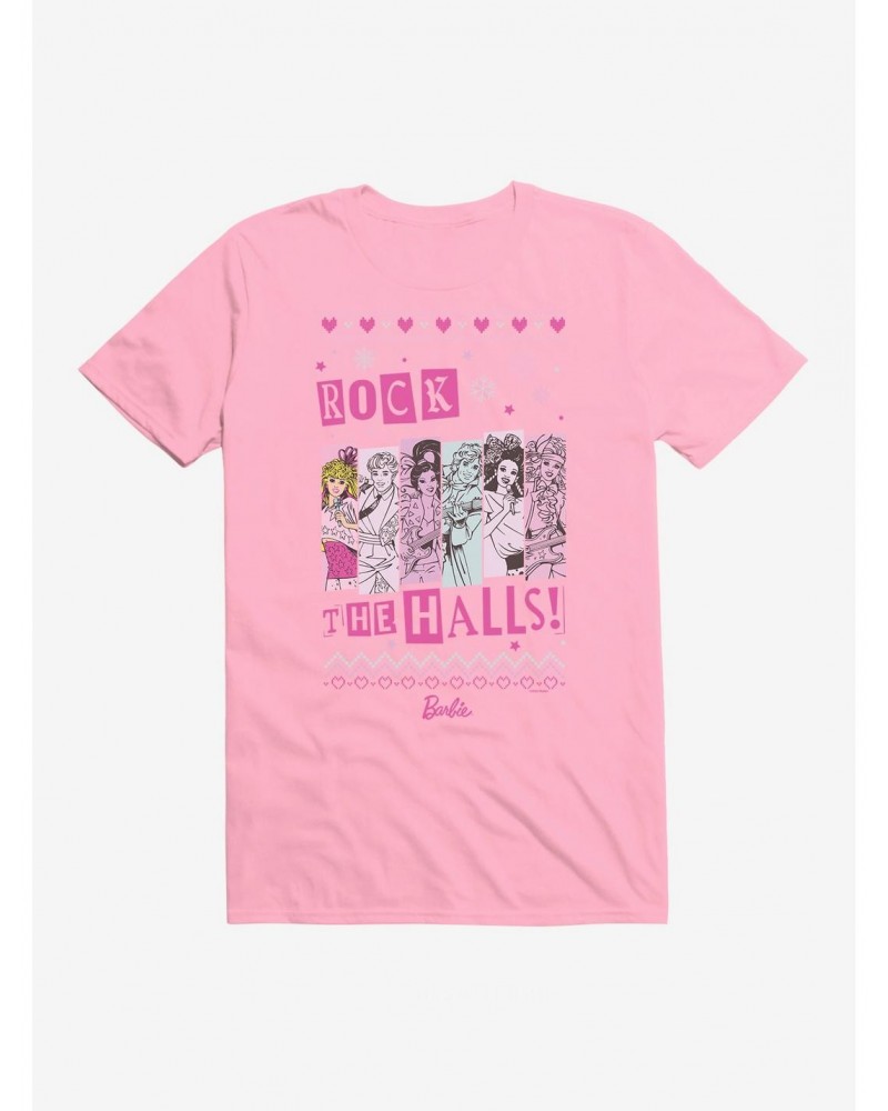 Barbie Rock The Halls Ugly Christmas Pattern T-Shirt $7.07 T-Shirts