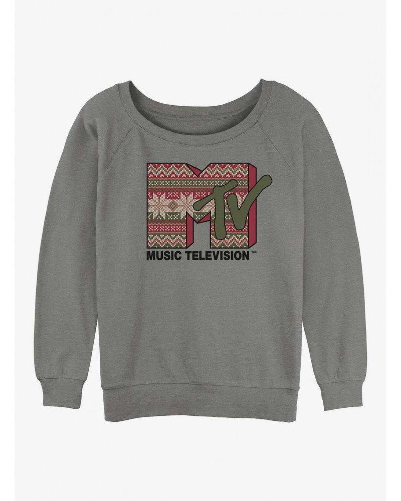 MTV Christmas Girls Slouchy Sweatshirt $9.45 Sweatshirts