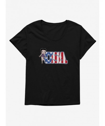 Betty Boop Stars and Stripes USA Girls T-Shirt Plus Size $9.02 T-Shirts