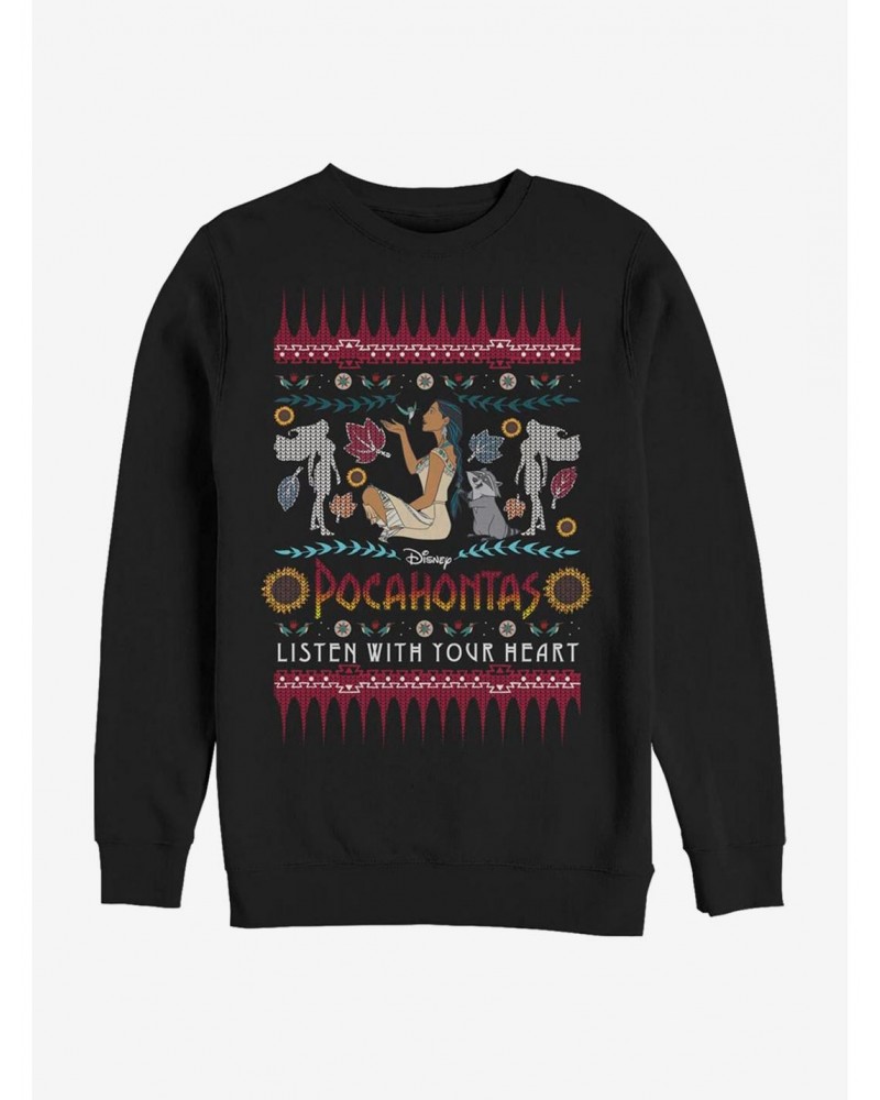 Disney Pocahontas Ugly Holiday Sweater Crew Sweatshirt $11.51 Sweatshirts