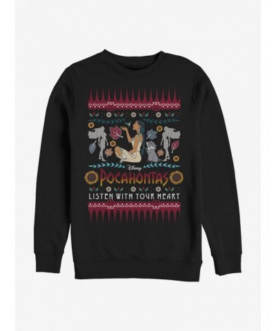 Disney Pocahontas Ugly Holiday Sweater Crew Sweatshirt $11.51 Sweatshirts