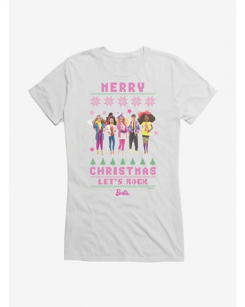 Barbie Merry Christmas Let's Rock Ugly Christmas Pattern Girls T-Shirt $6.57 T-Shirts