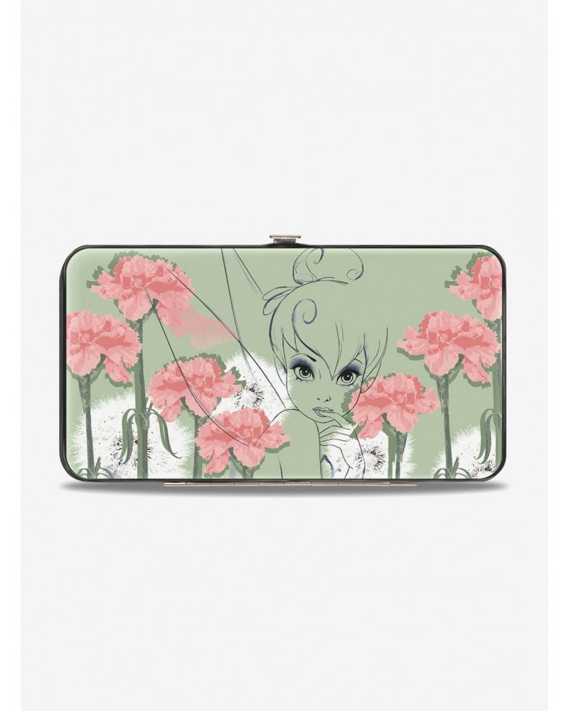 Disney Tinker Bell Tink Sketch Carnations Dandelions Hinged Wallet $9.41 Wallets