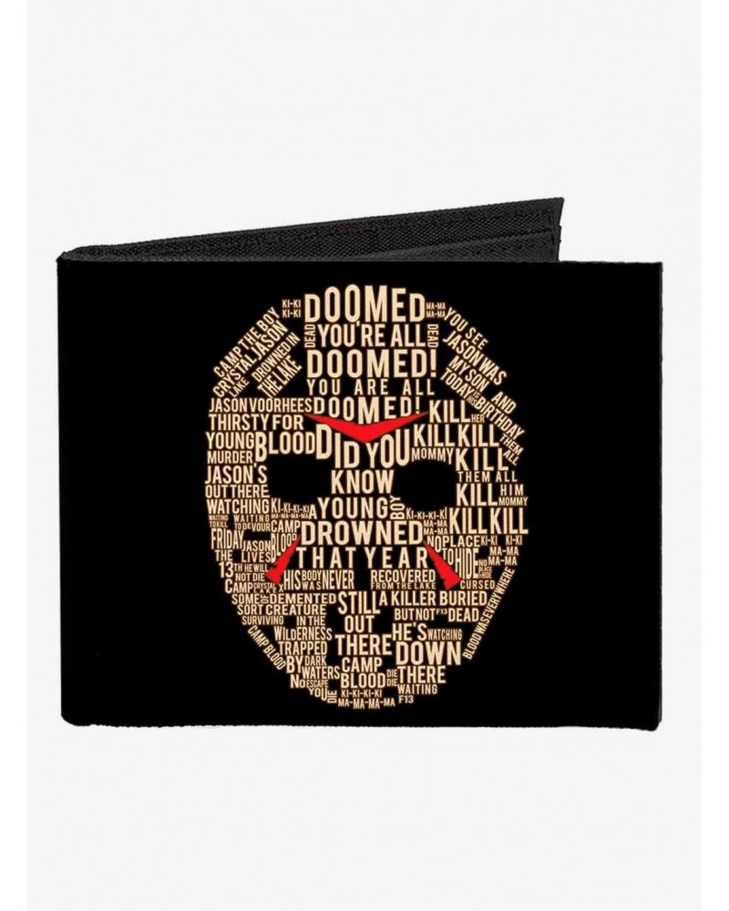 Friday The 13th Jason Mask Quotes Collage Logo Canvas Bifold Wallet $7.94 Wallets