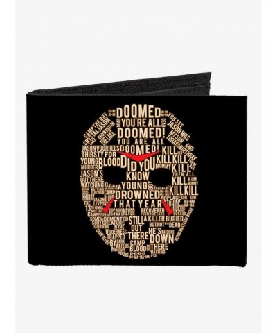 Friday The 13th Jason Mask Quotes Collage Logo Canvas Bifold Wallet $7.94 Wallets