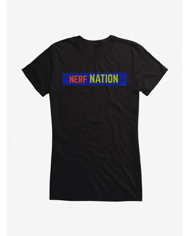 Nerf Nation Box Logo Graphic Girls T-Shirt $9.76 T-Shirts