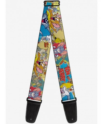 Tom and Jerry Faces Stacked Scene Panels Guitar Strap $8.72 Guitar Straps