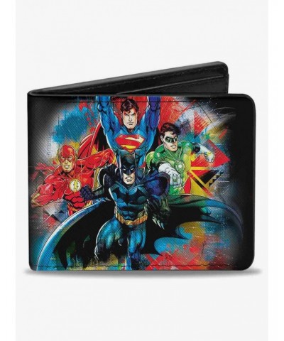 DC Comics Justice League 4 Superhero Group Splatter Logo Bifold Wallet $6.48 Wallets