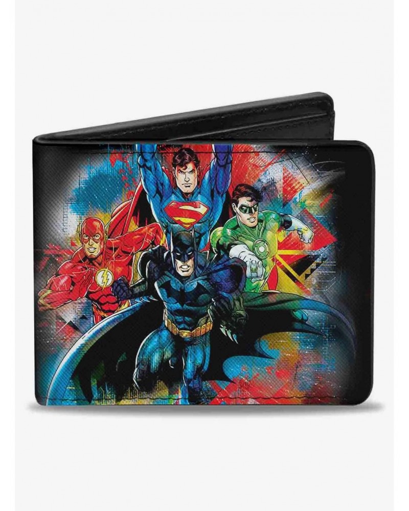 DC Comics Justice League 4 Superhero Group Splatter Logo Bifold Wallet $6.48 Wallets