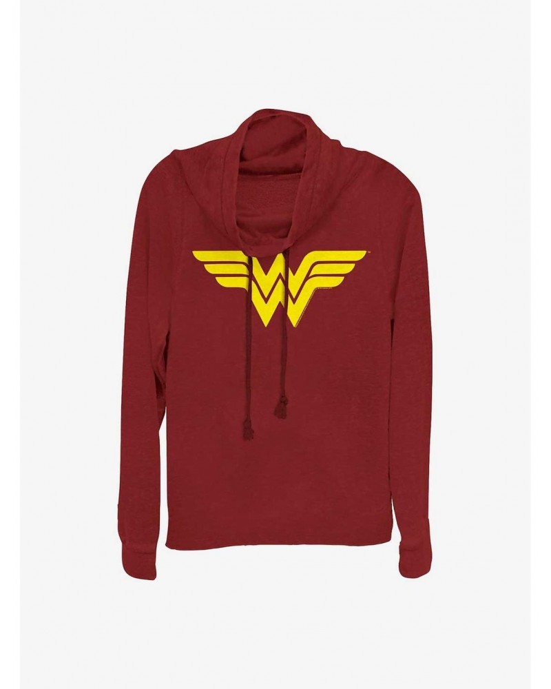 DC Comics Wonder Woman One Color Logo Girls Cowl Neck Long Sleeve Top $16.16 Tops