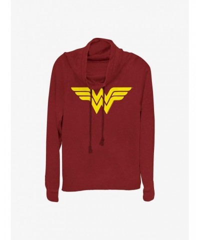 DC Comics Wonder Woman One Color Logo Girls Cowl Neck Long Sleeve Top $16.16 Tops